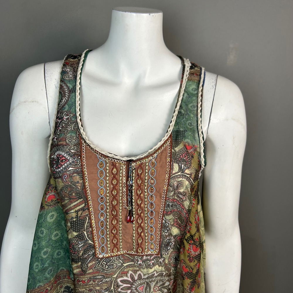 Bohemian Patchwork Top Medium Handkerchief Tank A… - image 2